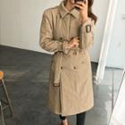Double-breasted Padded Trench Coat With Sash