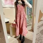 Floral Strappy Midi A-line Dress / Long-sleeve T-shirt