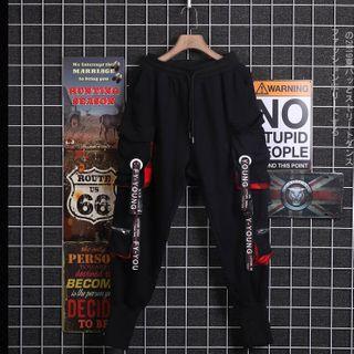 Lettering Panel Cargo Harem Pants