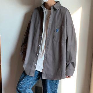 Long Sleeve Pocket Front Oversized Shirt