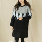 Crew-neck Argyle Sweater Dress