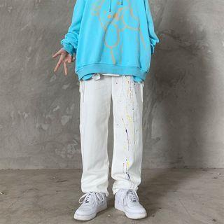 Splash Print Straight-leg Jeans