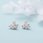 925 Sterling Silver Rhinestone Swan Stud Earring 1 Pair - E115 - Rose Gold - One Size