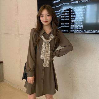 Mock Two-piece Panel Mini A-line Shirtdress