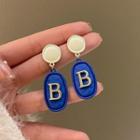 Lettering Drop Earring 1 Pair - S925 Silver - Blue - One Size