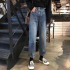 Pocketed High-waist Straight Fit Jeans