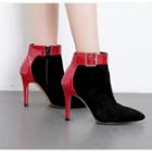 Pointy Toe High Heel Buckled Ankle Boots