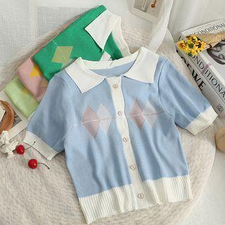 Colorblock Knit Crop Blouse