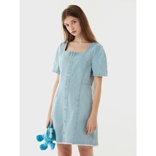 Square-neck Denim Minidress