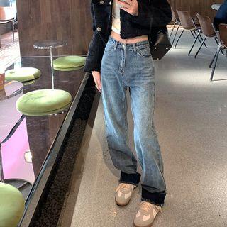 Mid Rise Loose Fit Washed Jeans