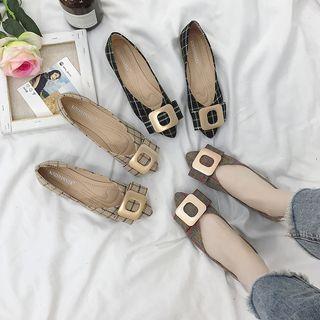 Check Buckled Flats