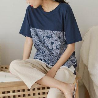 Pattern-panel T-shirt