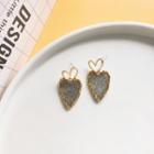 Heart Dangle Earring 1 Pair - S925 Silver Stud Earrings - Gold - One Size