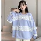 Lace Trim Oversize Pullover