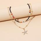 Set: Beaded Necklace + Star Chain Necklace Gold - One Size