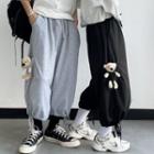 Bear Accent Straight Leg Drawstring Sweatpants