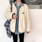 Fleece Button-up Jacket Off-white - One Size