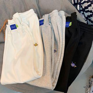 Planet Print Fleece-lined Jogger Sweatpants
