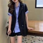Short-sleeve Striped Shirt / Short-sleeve Double Breasted Blazer
