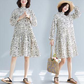Floral Midi A-line Dress Off-white - One Size