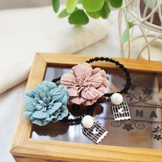 Faux Pearl Bird Cage & Flower Hair Tie