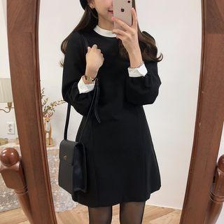 Contrast-trim Mini A-line Dress
