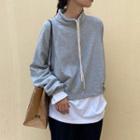 Half-zip Cropped Sweatshirt Gray - One Size