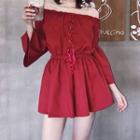 Off-shoulder Lace-up Playsuit