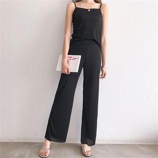 Set: Spaghetti-strap Top + Band-waist Pants