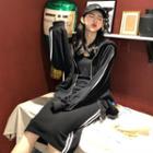 Contrast Trim Zip-up Hoodie / H-line Skirt