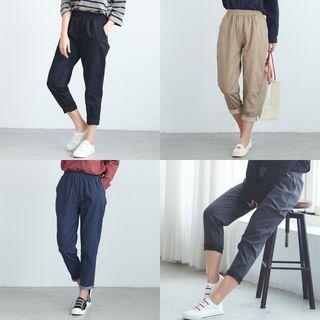 Elastic High Waist Cropped Jogger Pants