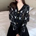 Rabbit Print Cropped Cardigan