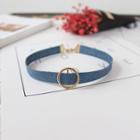 Round Buckle Denim Choker