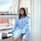 Slit-shoulder Wide-cuff Boxy Shirtdress