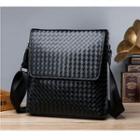 Faux Leather Woven Crossbody Bag Black - One Size