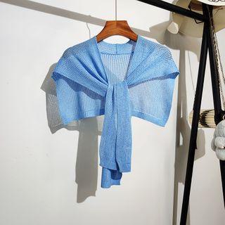 Plain Cut-out Knit Shawl