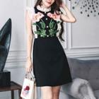 Sleeveless Frilled Embroidery Dress