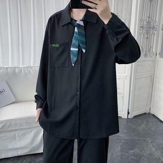 Long-sleeve Mock-tie Shirt