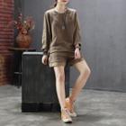 Set: Pocket Detail Long-sleeve T-shirt + Shorts