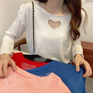 Cutout Heart Long Sleeve Cropped Top