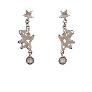 Bear Star Resin Alloy Dangle Earring 1 Pair - Silver - One Size
