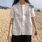 Bow Detail Short-sleeve Shirt White - One Size