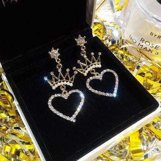 Rhinestone Crown Drop Earrings