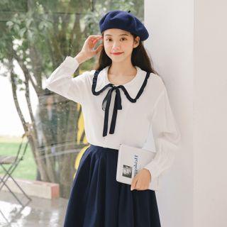 Bow Chiffon Long-sleeve Blouse