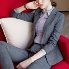 One Button Blazer / Dress Pants / Mini Skirt / Shirt / Buttoned Vest / Set