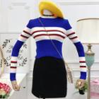 Striped Knit Top Blue - One Size