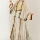 Traditional Chinese Set: Open Front Jacket + Top + Skirt