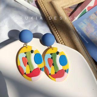 Print Disc Dangle Earring