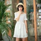 Short-sleeve Off-shoulder Embroidery Dress