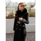 Double-breasted Button-detail Tailored Coat
